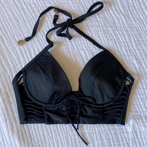 LULI FAMA Size L cropped bikini swim halter top